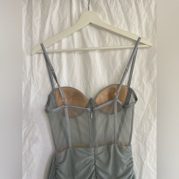 Miss Circle Grey Ruched Draping Mesh Corset Dress Size XS - Picture 13 of 16